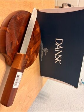 Dansk and Wood Cheese Board with Matching Knife